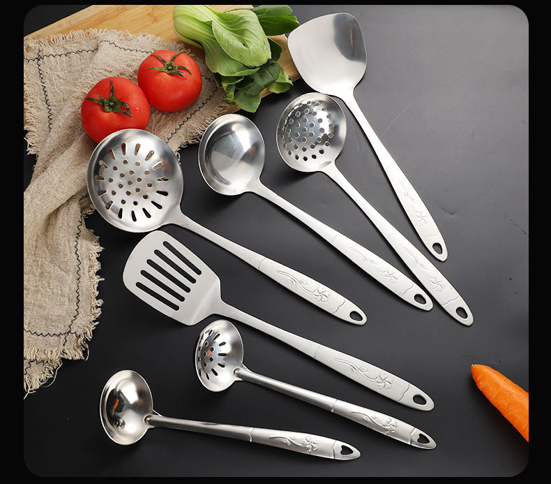 烹饪勺铲套装一枝花手柄厨具不锈钢锅铲炒菜铲子加厚汤勺家用厨具详情15