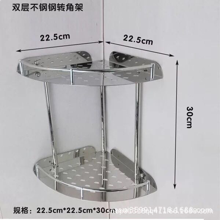 Double-layer bathroom storage rack, stainless steel multi-functional tripod, bathroom corner rack, stainless steel double-layer storage rack, stainless steel corner rack, bathroom supplies, kitchen and bathroom supplies. We support drop shipping pic 6