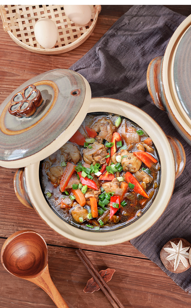 Retro clay pot stew pot for making soup home high-temperature resistant open flame glaze ceramic pot soup 煲仔饭 special clay pot for making soup pic 10