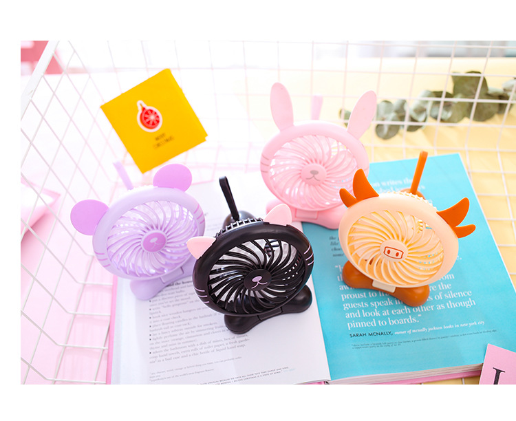 Creative cartoon usb fan, mini and cute, card-holding, folding and charging small electric fan, small household appliance pic 6
