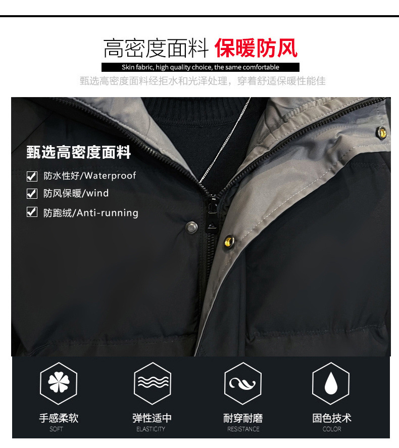 棉衣男士现货爆款直播2024冬季新款连帽三条杠面包服宽松棉服外套详情4