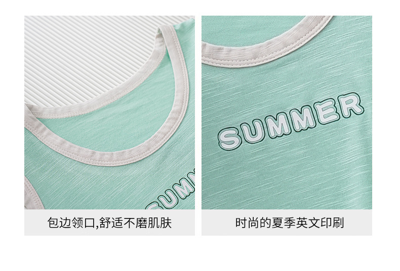 儿童背心套装夏季马卡龙男童女宝宝无袖短裤小童中大童家居服夏装详情8