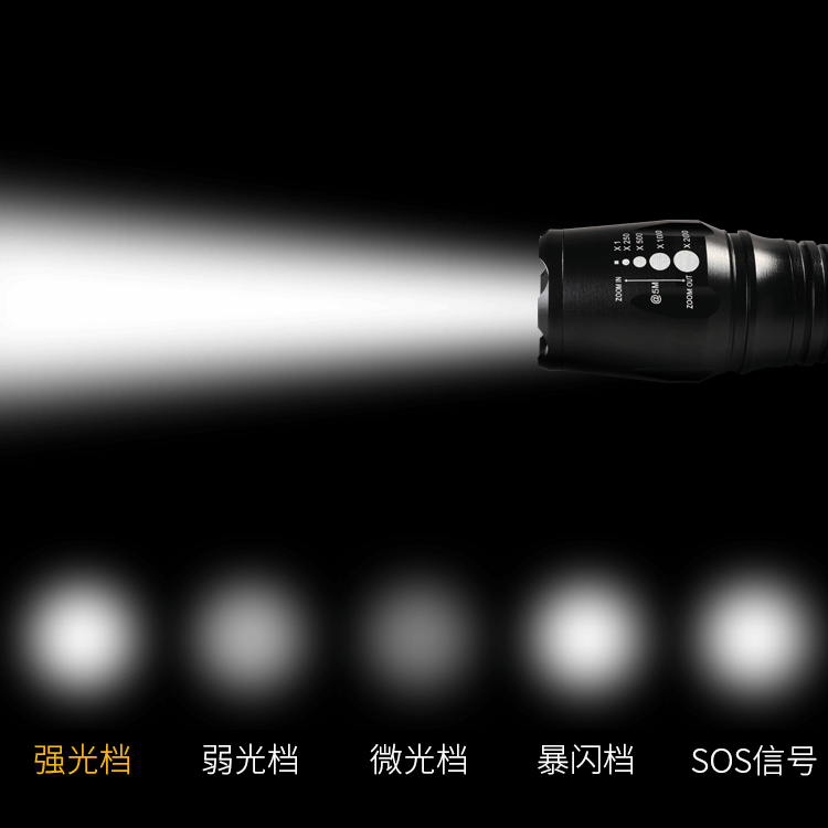 Two 18650 retractable outdoor cycling high-intensity T6 aluminum alloy LED flashlights are selling well pic 5