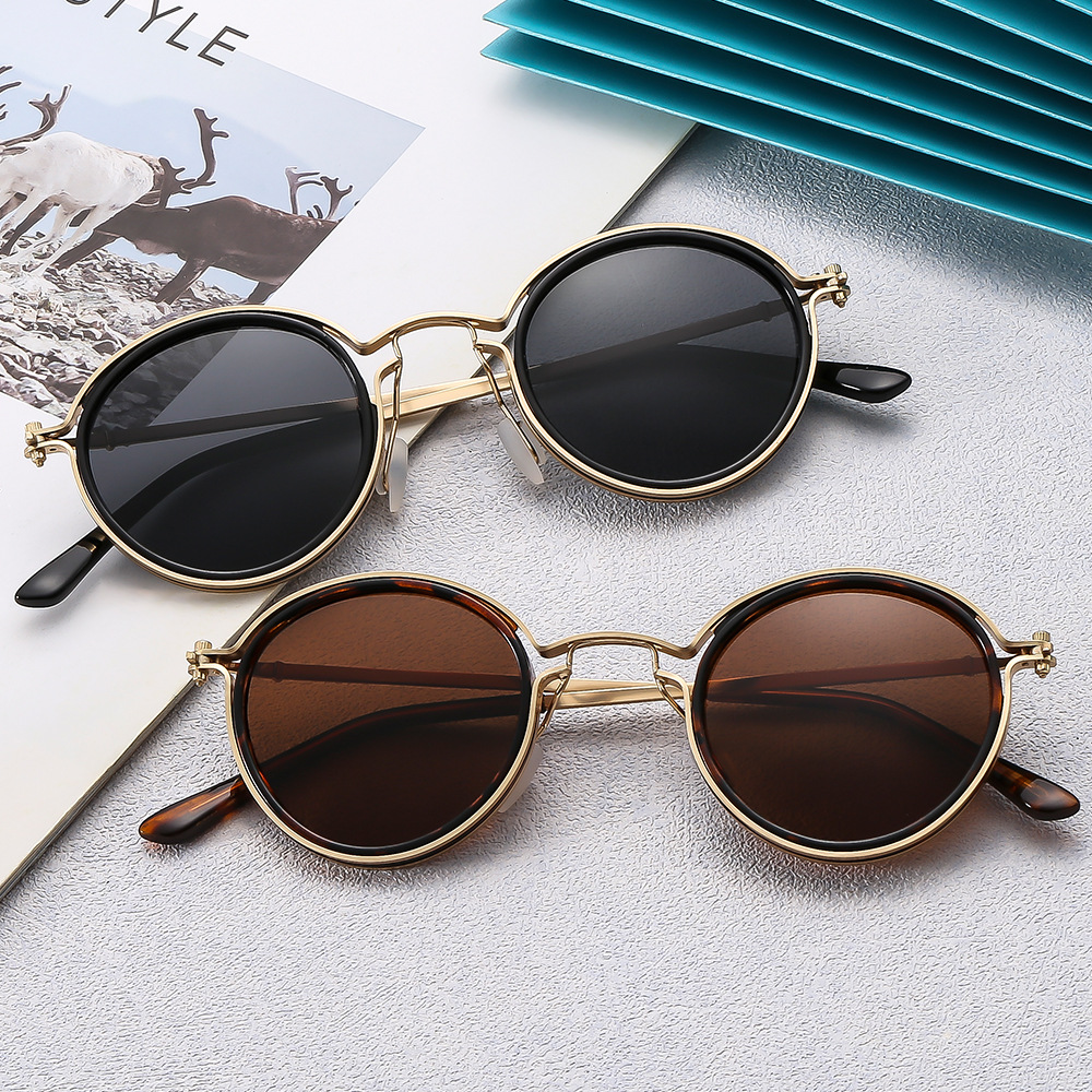 复古圆框金属墨镜太阳镜男女同款防蓝光眼镜跨境外贸批发男女详情16