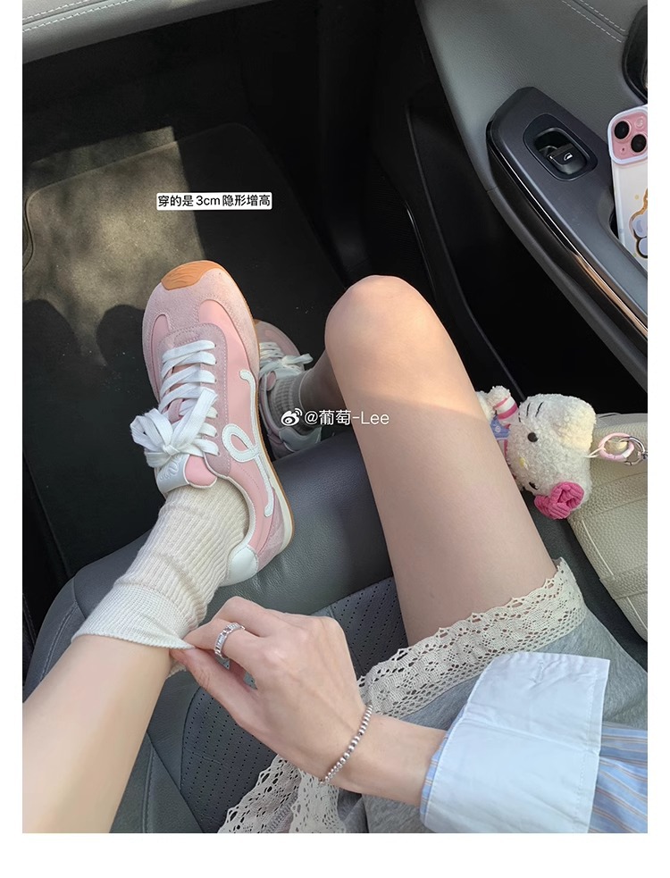 葡萄妈歪头内增高德训鞋休闲风撞色拼接系带运动大头小白鞋女详情13