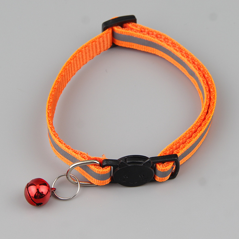New pet supplies 1.0 black reflective cat head safety buckle collar de gato fuerte y duradero cat bell collar pic 5