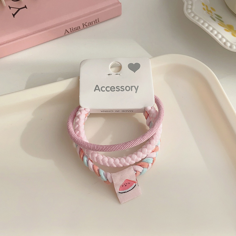 New three-piece hair tie set, two-color thickened basic hair band, high-elasticity hair tie, hair band and hair accessory for women pic 5