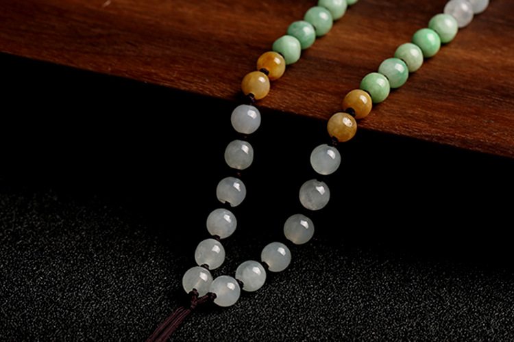 Natural premium jadeite A-grade round beads 5mm woven necklace rope round bead pendant hanging rope jadeite bead chain pic 15