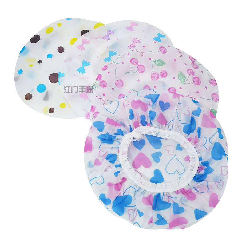 Printed colored shower caps, disposable shower caps, waterproof polka dot EVA adult shower caps, pe oil-proof multi-color shower caps pic 8