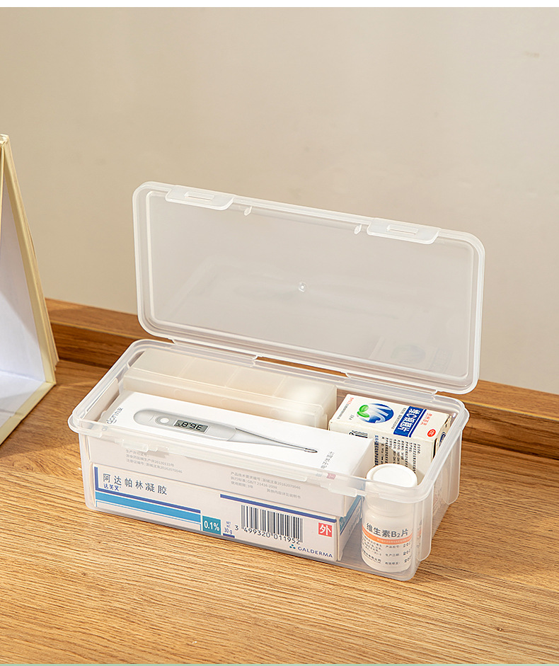 Mask storage basket, household desktop medicine box, storage box, plastic small box, miscellaneous box, stackable medicine box pic 15