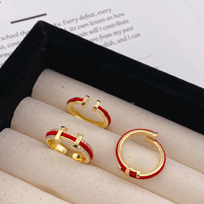 新年红色字母H戒指红绳简约百搭显白指环辣妹风开口可调节食指女详情8