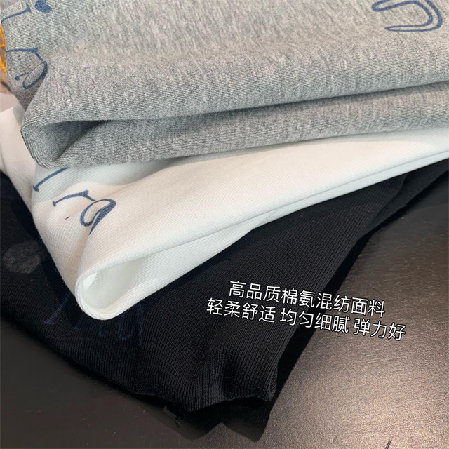 Playful and youthful embroidered printed puppy loose straight top straight-shoulder round-neck long-sleeved T-shirt for women 2025 early Spring G021418 pic 9