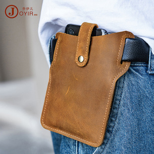 新品手机腰包疯马皮男包男士腰包户外运动穿皮带腰包跨境真皮腰包详情9