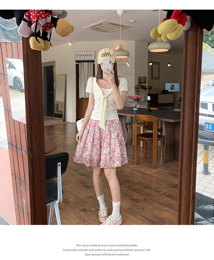 假两件设计感披肩v领短袖t恤女2025夏季新款法式温柔休闲百搭上衣详情18