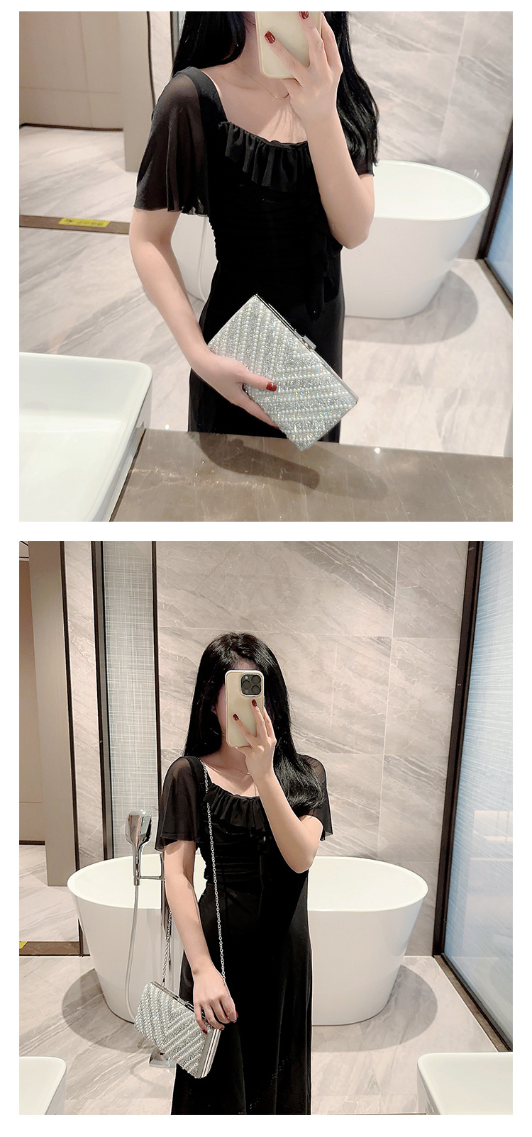 跨境名媛珍珠晚宴包镶钻宴会手拿包婚礼包欧美女士礼服包晚装包女详情6