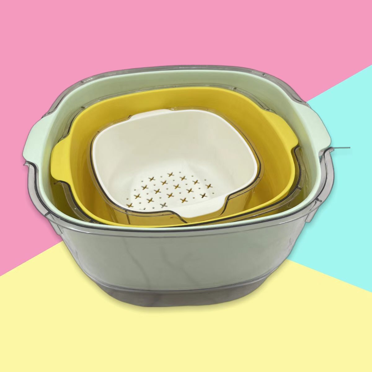 家用多功能沥水篮双层 厨房洗菜篮子现货加厚塑料滤水篮水果沥水详情2