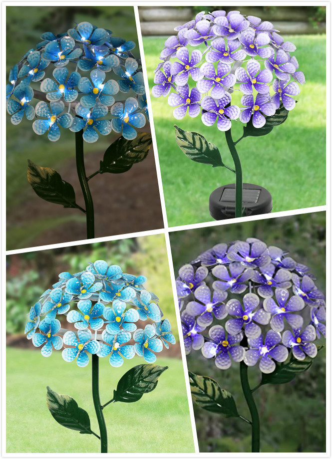 Amazon cross-border hydrangea pole solar pole light, LED light, outdoor garden decorative light, courtyard ironwork light pic 3