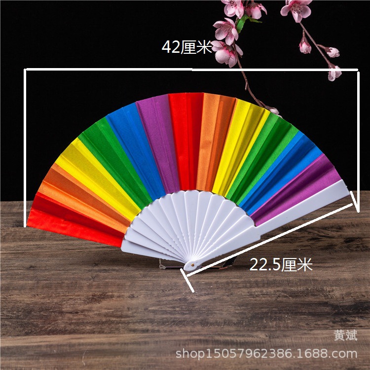 塑料PS旅游纪念品折扇舞蹈扇塑料扇子烫金丹顶鹤扇定制广告扇详情12