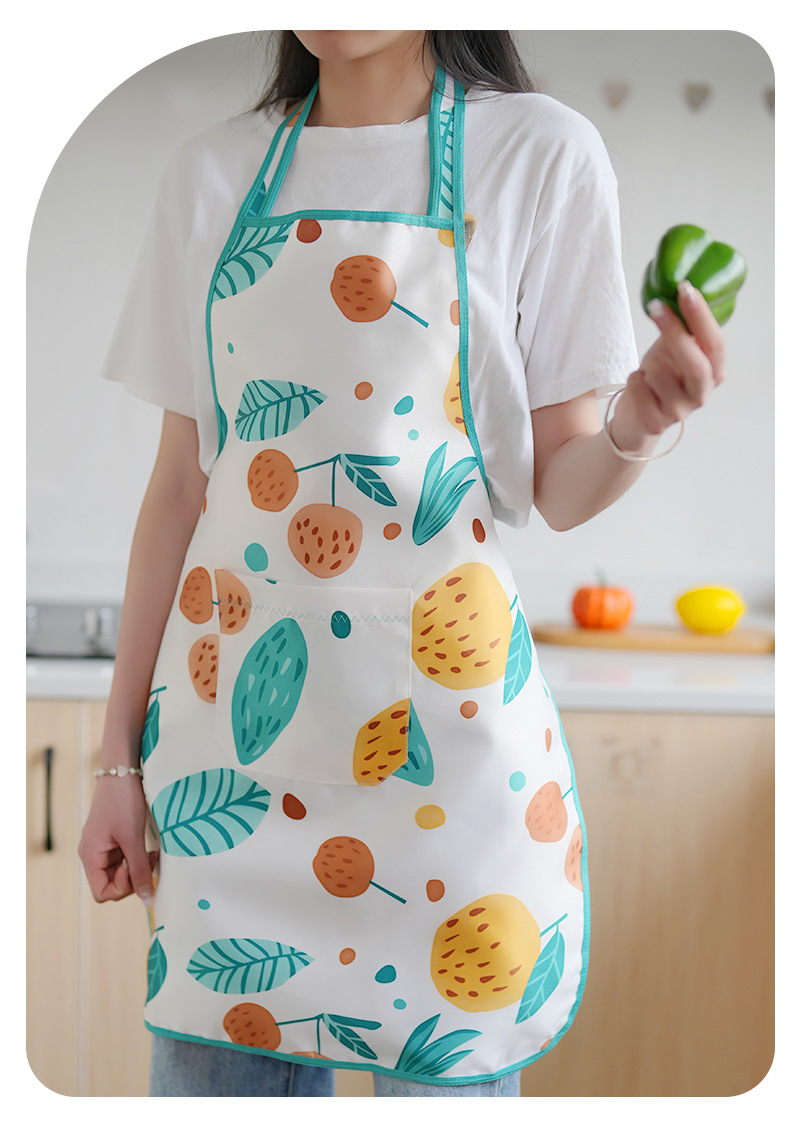 厂家批发厨房工厂实用双层印花防水防油防污围裙轻薄型款涤纶围裙详情12