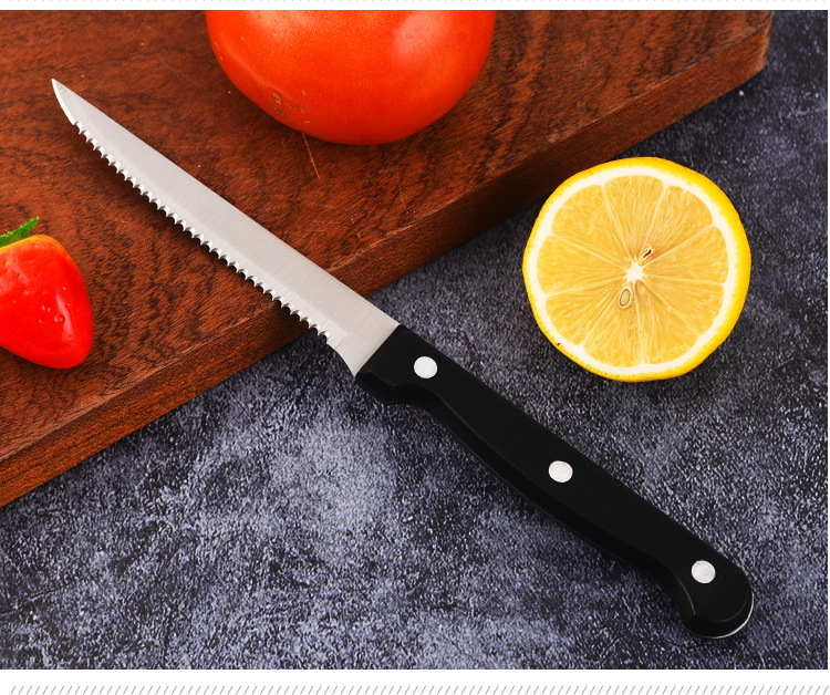 Kitchen hotel steak knife, Western cuisine steak knife, tableware, PP plastic handle, fruit peel knife with serrated spray paint, meat knife pic 7