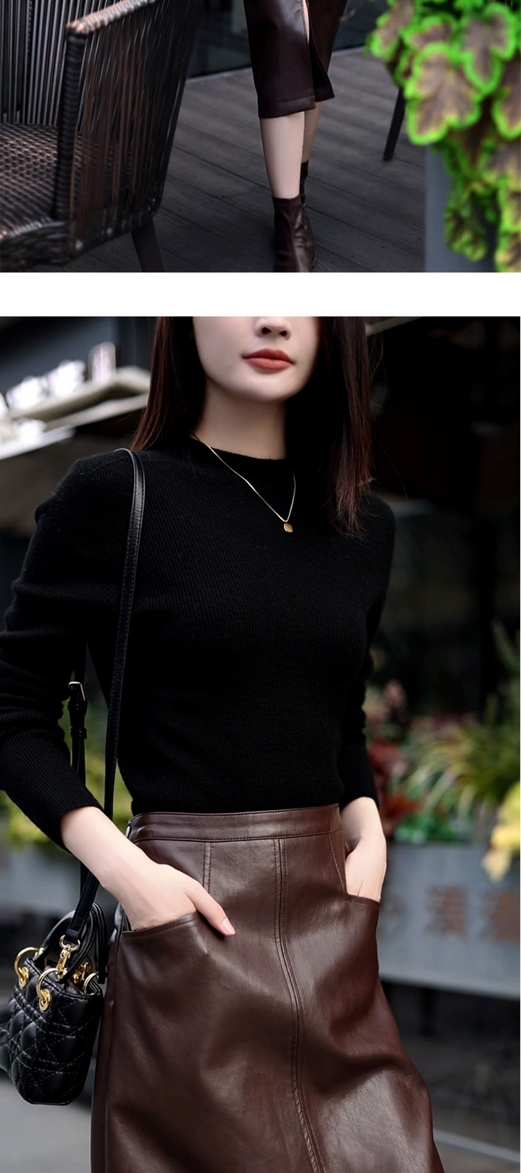 无缝一体毛衣羊毛衫100纯羊毛纯色半高领针织衫秋冬新款打底衫女详情8