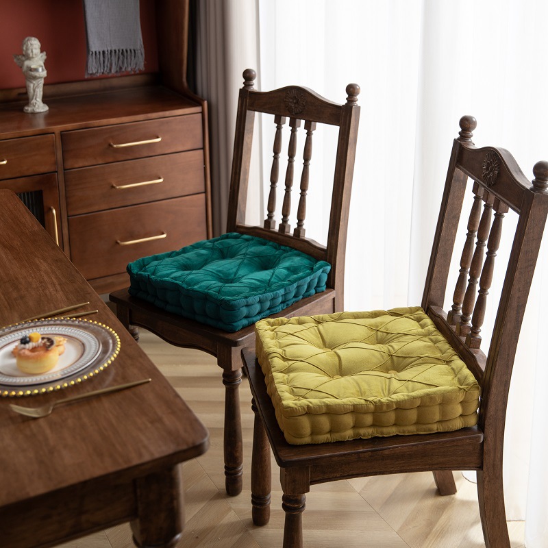 Wholesale of home Chinese-style dining chair and stool cushions with straps, velvet anti-slip seat cushions, solid color in winter, detachable and washable pic 5