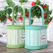 欧式故意做旧色插花桶酒吧陈列摆设 创意摄影道具家居摆件铁皮桶详情12