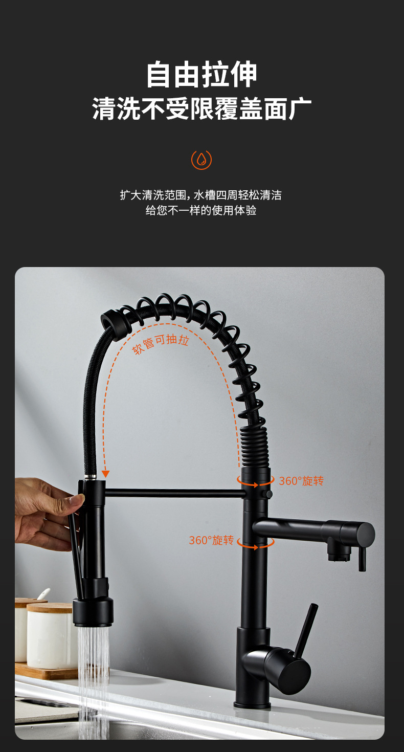 生活颂家用厨房水龙头 厨用弹簧水龙头 水槽洗菜盆水龙头一件代发详情10