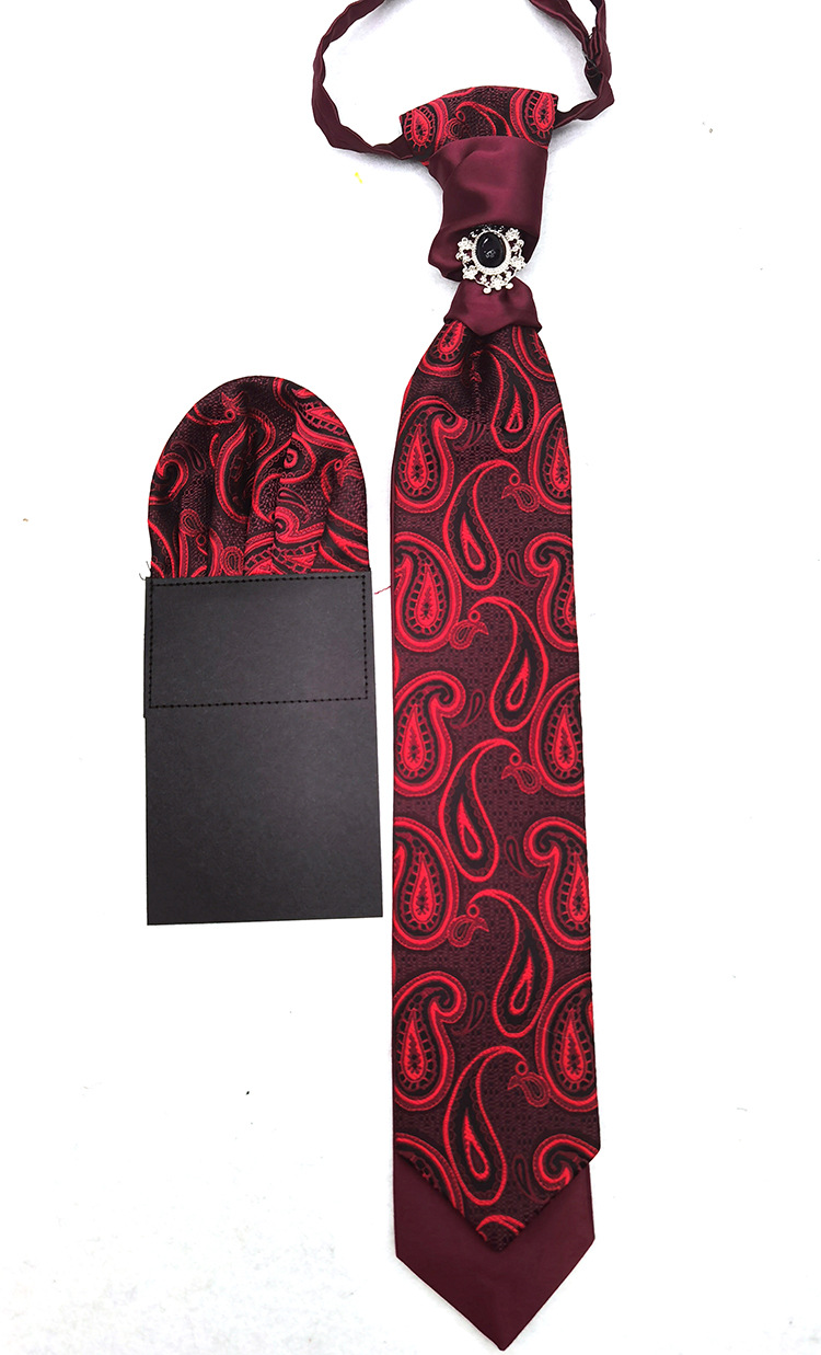 Hong Kong knot tie pocket square set gift with suit photography groom British wedding banquet tie for men pic 26