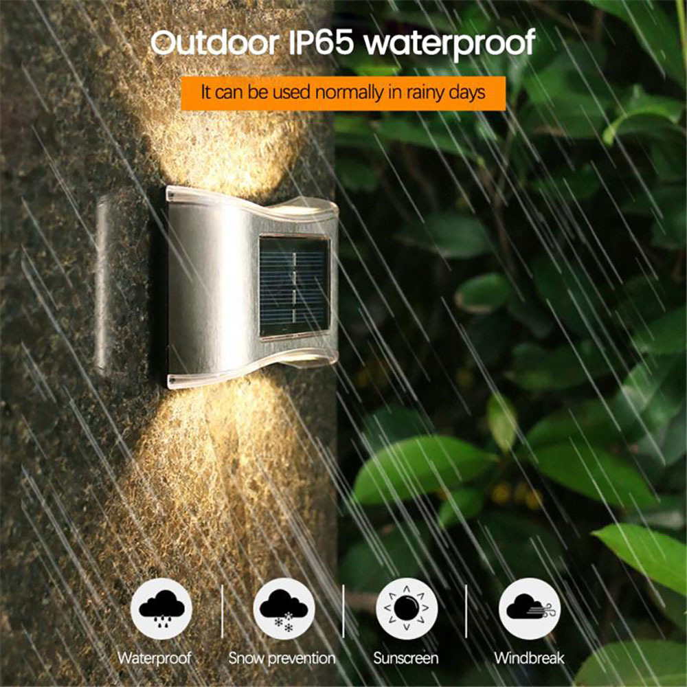 Wholesale of solar stainless steel wall lamps with 6LED upper and lower luminous fence lights, waterproof outdoor courtyard garden decorative lights pic 4