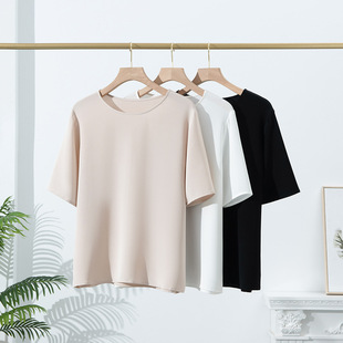 真丝t恤女无袖v领女式桑蚕丝背心女内搭春夏套头纯色上衣批发代发详情11