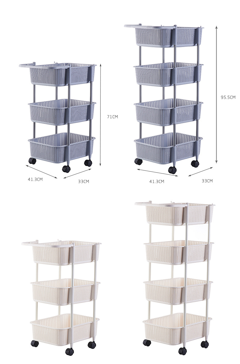 Portable trolley, multi-layer storage basket, kitchen and bathroom sundries storage basket, portable layered storage rack pic 4