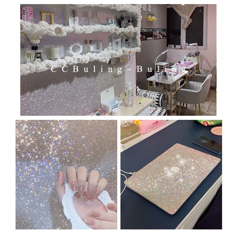 Factory direct sales of pointed-bottom water diamond rubber mesh, shoe and clothing accessories, double-sided self-adhesive hot-pressed diamond stickers, car diamond stickers, DIY pic 4