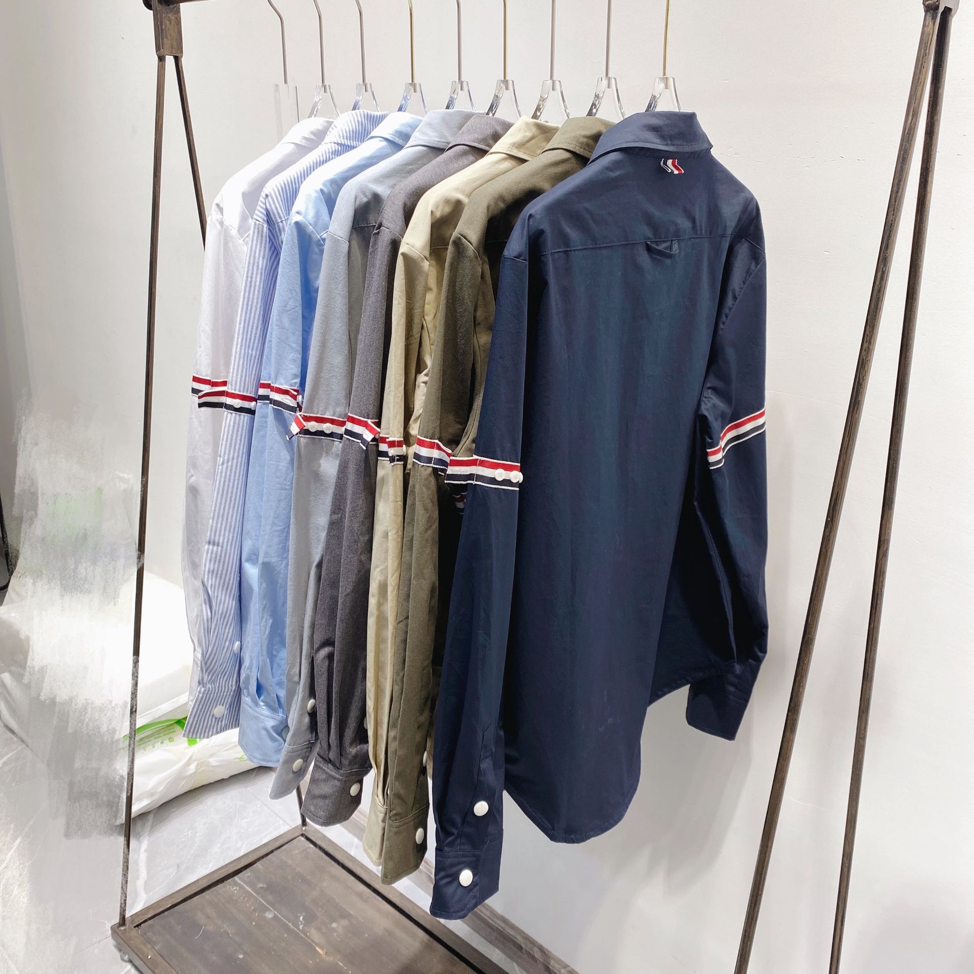 TB casual trendy brand poplin slim-fit solid white shirts for men and women, Oxford fabric shirts for women with long sleeves pic 96