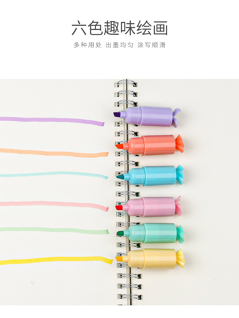 Highlighters, candy-shaped markers, quick-drying colored pens, simple sketches, doodles, paintings, hand-drawn notebooks, students pic 4