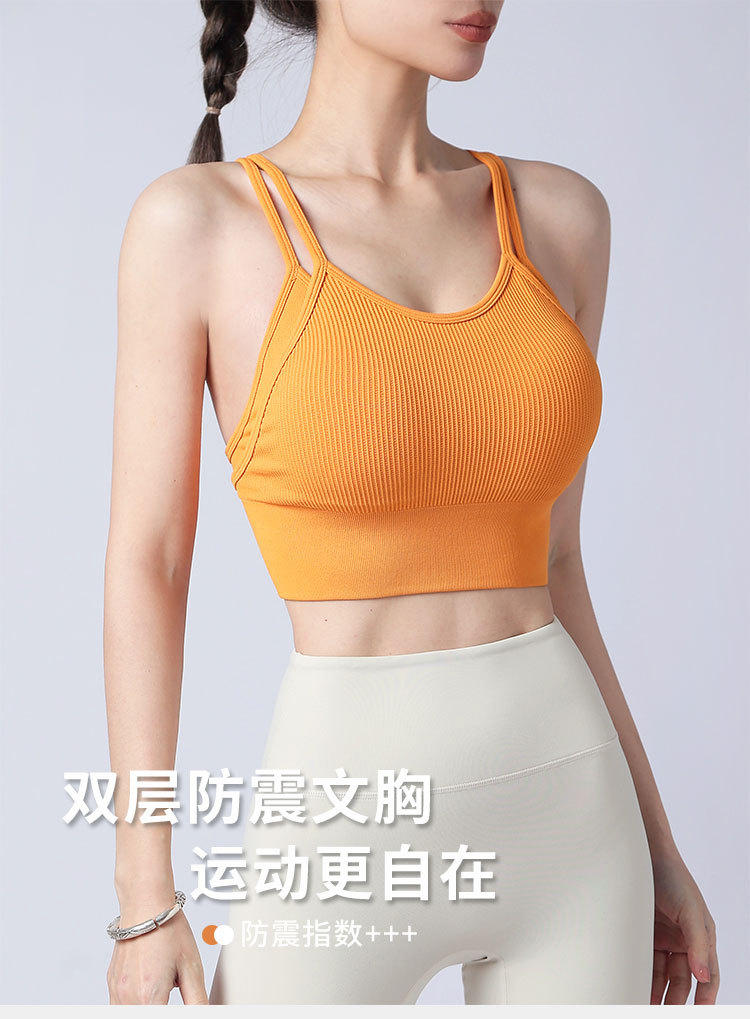 lulu double-layer shock-absorbing bra with breast pad, detachable, rims, yoga top, high-strength sports underwear for women pic 1