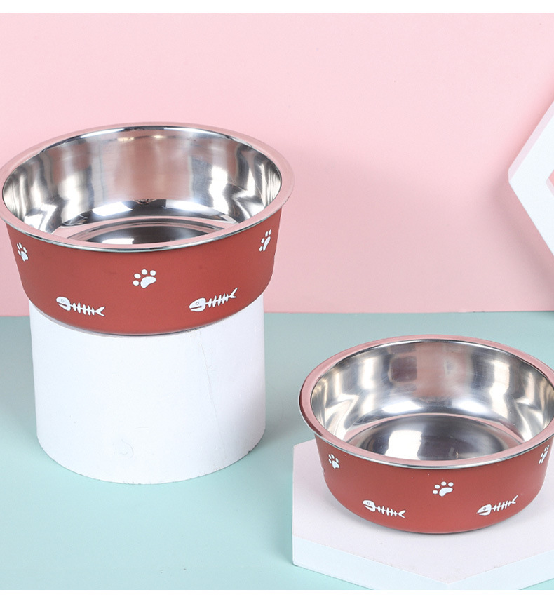 Anti-slip stainless steel bowl, plastic double-layer pet bowl, cross-border floor-absorbing stainless steel dog bowl, pet food bowl wholesale pic 9
