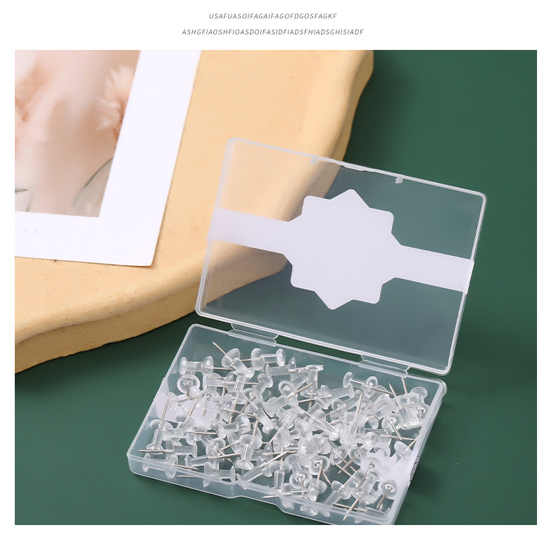 Cross-border direct supply of transparent rose gold I-shaped studs in boxes, golden drawing studs in ins style, wholesale of cork studs, decorative press studs pic 9
