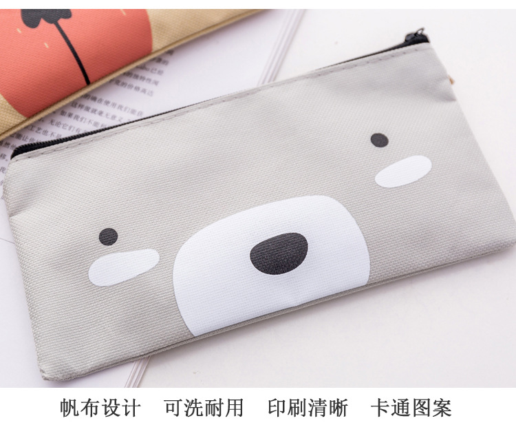 Bolsa de lápiz de lona de dibujos animados creativa tela de oxford de alta calidad bolsa de papelería simple papelería estudiantil bolsa de pluma de plomo venta directa de fábrica pic 6