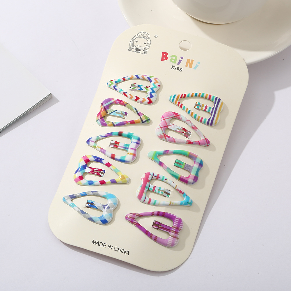 儿童发卡彩色系格纹异形bb夹女童发饰可爱宝宝刘海夹小女孩碎发夹详情11