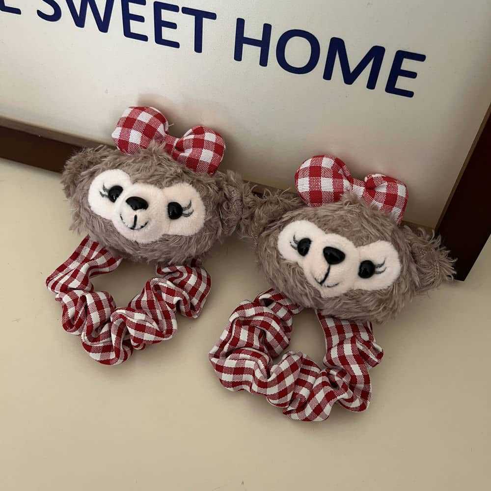 Cute Duffy bear Shirley Rose hair band, red checkered bow, large intestine hair band pic 11