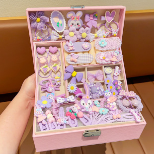 高颜值公主儿童发饰套装礼盒女孩头绳皮筋宝宝生日礼物发夹首饰盒详情5