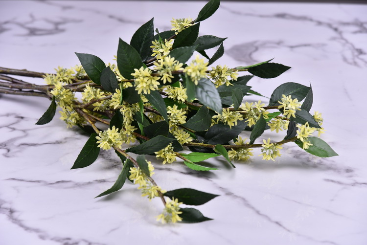 Wholesale artificial yellow osmanthus and laurel, green landscape garden artificial trees, decorative golden osmanthus leaves, home, hotel and homestay artificial flowers pic 17