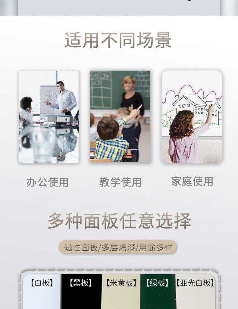 可移动翻转支架式磁性白板绿板教学培训家用办公可升降双面绿白板详情3