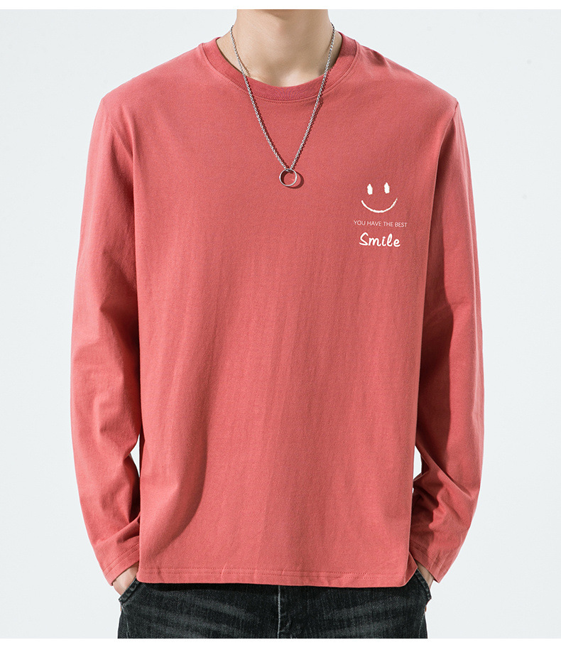 棉质长袖t恤男春秋宽松舒适内搭打底衫青年简约百搭品质上衣男装详情1