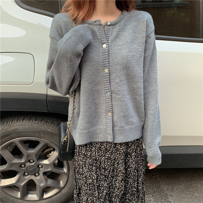 秋冬2021新款韩版宽松百搭毛衣外套女外搭短款针织开衫内搭上衣潮详情25