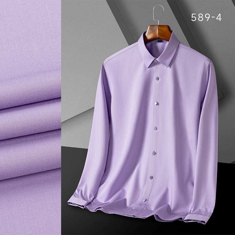 高级感男士衬衫 无痕嵌条一体式男衬衫长袖 纯色白色商务职业衬衣详情20