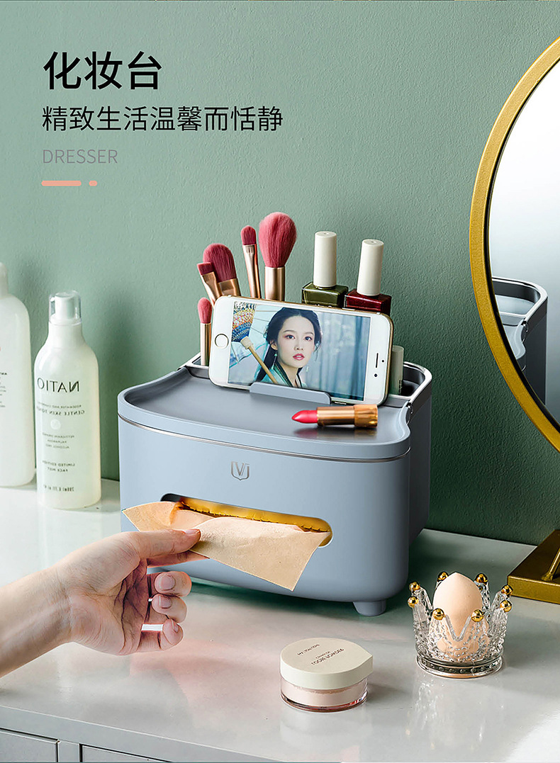 Weijian 6255 Tissue box, Nordic plastic living room desktop tissue storage box, multi-functional tissue box, household wholesale pic 17