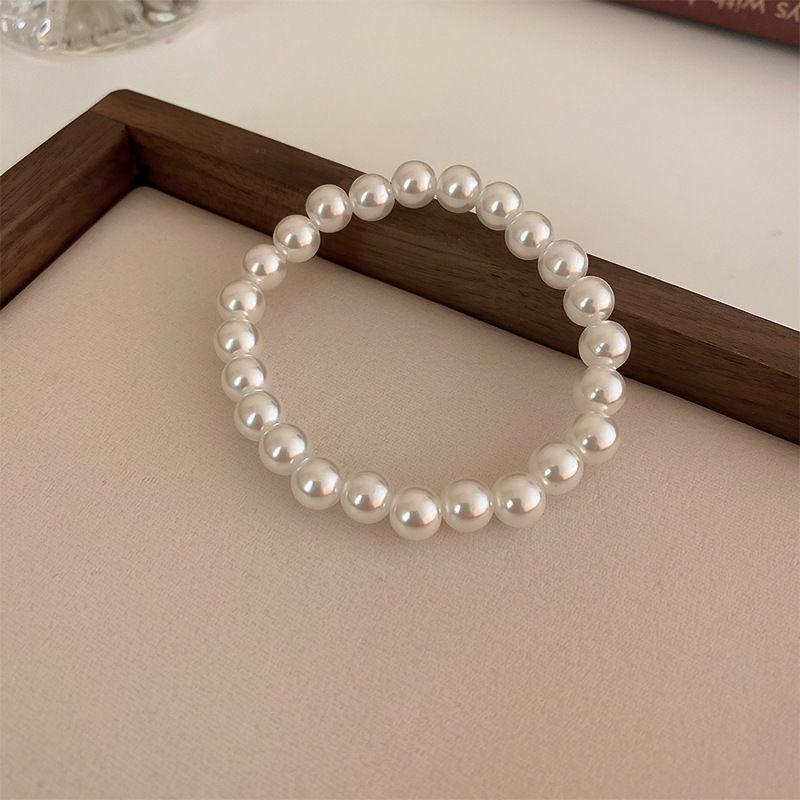 French retro and simple pearl elastic bracelet, French light luxury fashionable wristband, popular daily versatile and elegant jewelry pic 26