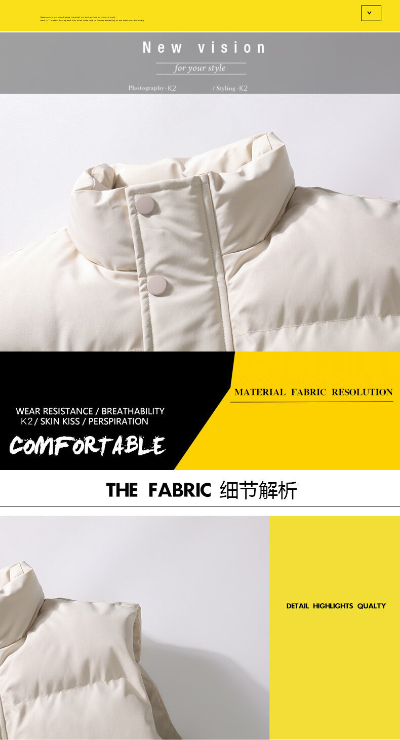 冬季立领男士棉服马甲外套潮流坎肩加厚保暖背心青少年运动棉衣男详情3